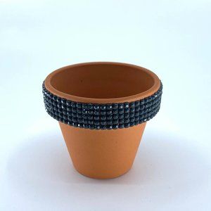 GRAY Terra Cotta Pot ONLY. Square diamond painting stones glued on one by one.